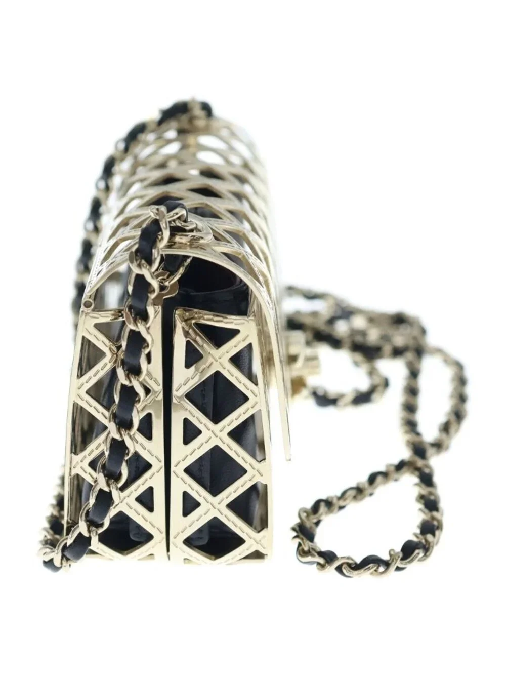 Chanel Cage Flap Metal Mini Shoulder Evening Bag Gold
